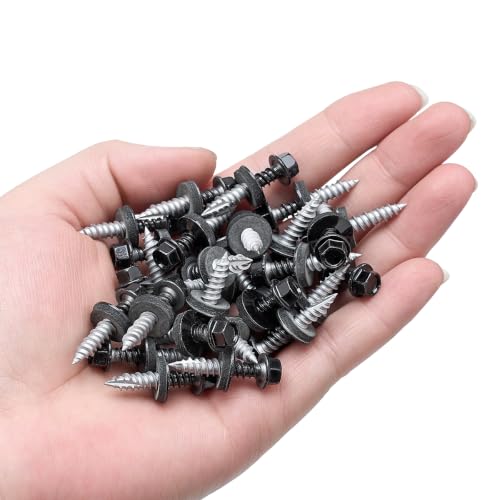 50 Pcs #10x1 Black Metal Roofing Screws for Metal Roofs, Wall Panels - size: #10x1"