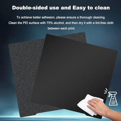 254x241mm Black Build Plate for Prusa i3 MK3S/MK4/MK2/MK3/MK3S/MK4S/MK3S+/ MK2.5S, Double Sided Textured PEI+Smooth PEI Flexible Spring Steel Platform Heated Printing Bed for 3D Printer - size: 254x241mm