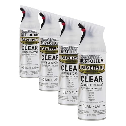Rust-Oleum 302151 Universal All Surface Clear Topcoat Spray, 11 oz, Dead Flat Clear (Pack of 4) - color: Dead Flat Clear, size: 11 Ounce (Pack of 4)