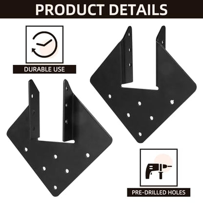 Hurricane Ties for Rafter, 12-Gauge Hurricane Tie for 2x4 Post(Inner 1.5x3.5), Heavy Duty Joist Hangers for Roofing Trusses Wood Timber Steel Connectors, Black with Screws 8 Pcs