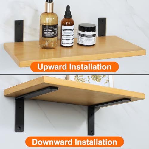 Alise 4Pcs Black Heavy-Duty L-Shaped Floating Shelf Wall Brackets - color: Black, size: (4P) 5x3.4x1.8 inch