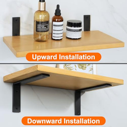 Alise 4Pcs Black Heavy-Duty L-Shaped Floating Shelf Wall Brackets - color: Black, size: (4P) 5x3.4x1.8 inch