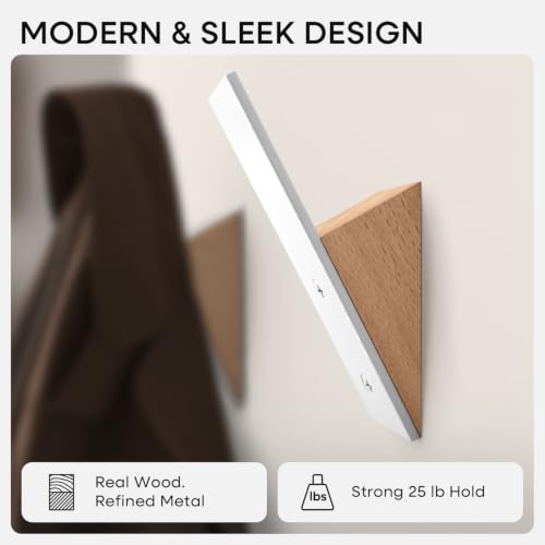 Homeforia Beachwood Coat Hooks, High-End Wood & Metal, Set of 2 - color: Beechwood, size: Pack of 2