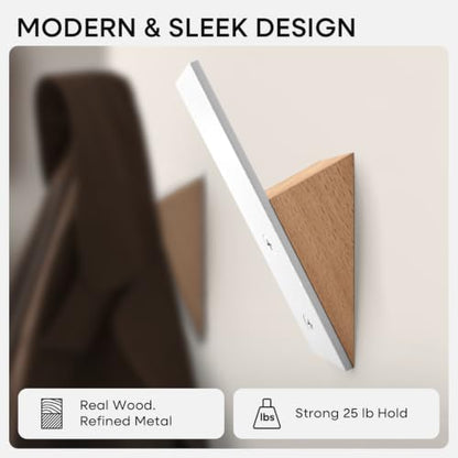 Homeforia Beachwood Coat Hooks, High-End Wood & Metal, Set of 2 - color: Beechwood, size: Pack of 2
