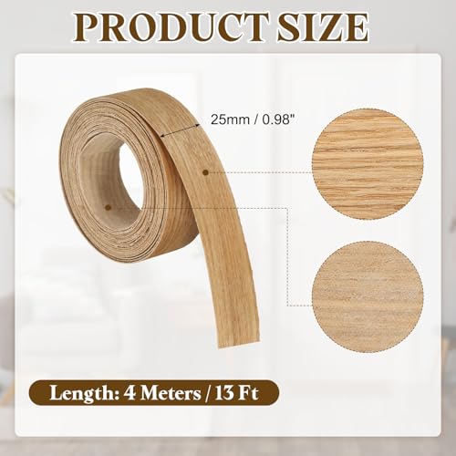 uxcell 1 Inch x 13ft Wood Veneer Edge Banding, Pre-Glued Flexible Ash Edging Strips, Iron on with Hot Melt Adhesive Wood Tape for Cabinet Repair and Furniture Restoration - size: 1 Inch x 13ft