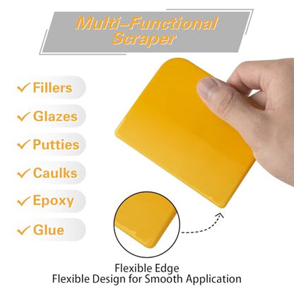 Body Filler Spreaders (Pack of 100) - 5 Inch Yellow Reusable Auto Body Plastic Filler Spreader Tool for Automotive Body Applying Fillers, Putties, Glazes, Caulks - Autobody Paint Repairs - size: 5inch