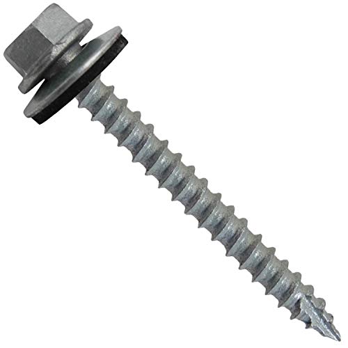 14 x 2-1/2" NO Paint Metal Roofing Screws - Hex Washer Head- Self-Starting/Tapping - EPDM Washer. 1 x 250 Count Bag - 250 Screws - color: NO PAINT, size: 2-1/2"