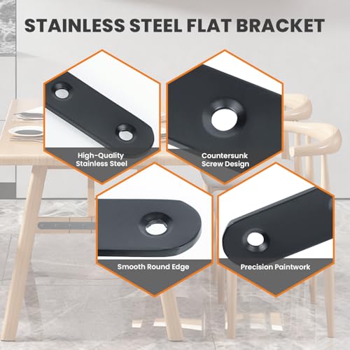 Alise Flat Bracket ,5 Inch Black Mending Plate Flat Brace for Wood Shelves - color: Black, size: 5 Inch