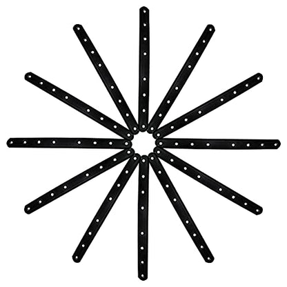 12Pack Straight Brackets Black Mending Plate 10In Metal Brackets for Brace - size: 12 Inch (12 Pack)