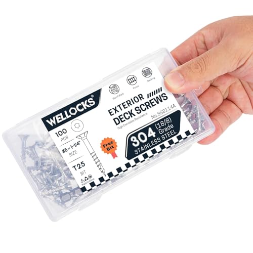 WELLOCKS #8 x 1-1/4 in 304 Stainless Deck Screws, 100 PCS - size: #8×1-1/4"