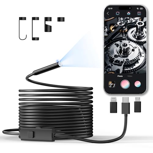 Endoscope Camera with Light, 1920P HD Borescope Inspection Camera - size: 16.4ft, style: Single Lens