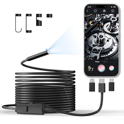Endoscope Camera with Light, 1920P HD Borescope Inspection Camera - size: 16.4ft, style: Single Lens
