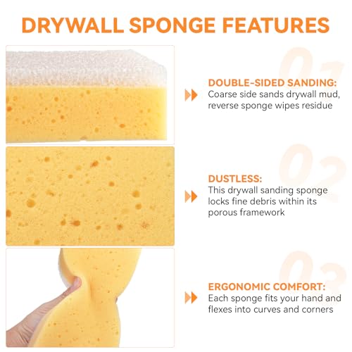 Drywall Wet Sanding Sponge, Dustless Dual Sided Walboard Drywall Sponge