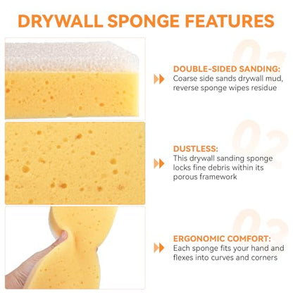 Drywall Wet Sanding Sponge, Dustless Dual Sided Walboard Drywall Sponge