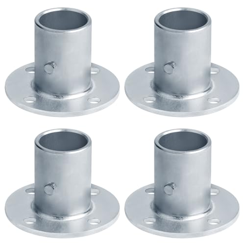 4 Pack 1-3/8" Chain Link Fence Post Floor Flange Round Base