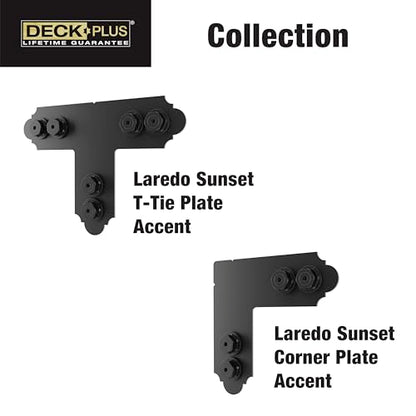 Deck Plus Laredo Sunset T Plate Connector Kit, 4in, 1 Pack, Black