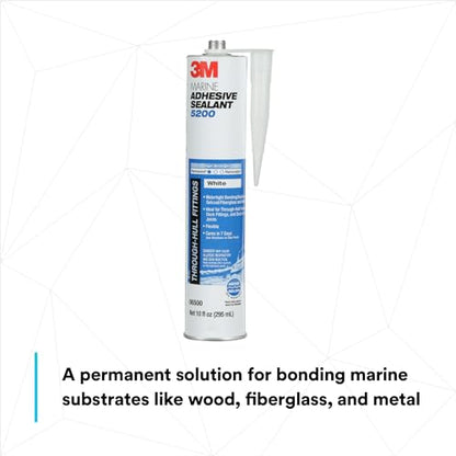 3M Marine Adhesive Sealant 5200, White, 10 fl oz Cartridge with Nozzle - color: White, size: 10 fl oz
