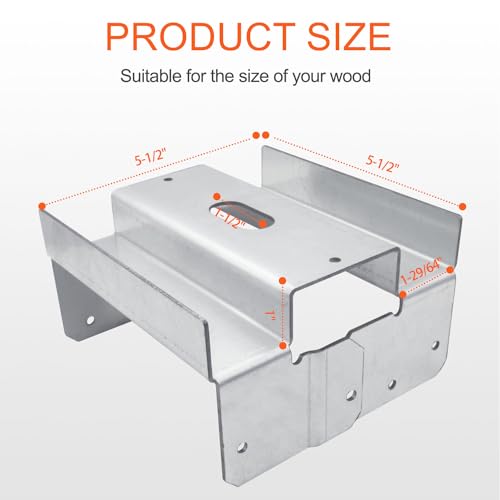 lifgarfe 4pcs 6"x6" Post Base Anchor Concrete Deck Post Bracket Fit for Deck,Patio Or Pergola - size: 6X6 4PCS