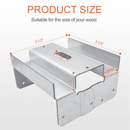 lifgarfe 4pcs 6"x6" Post Base Anchor Concrete Deck Post Bracket Fit for Deck,Patio Or Pergola - size: 6X6 4PCS