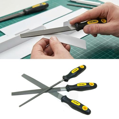 TOLSEN 3pcs Carbon Steel Rasp File Set Grinder Half Round Flat Wood Woodwork