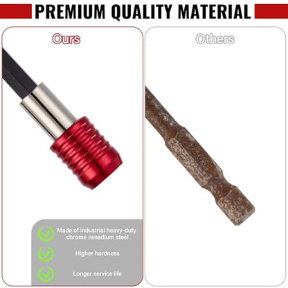 Magnetic Drill Bit Extension Set 4 Pcs (2/4/6/12’’), 1/4’’ Hex CR-V Steel Quick Release Bit Holder for Impact Driver, Screwdriver Bit Nut Drill Socket