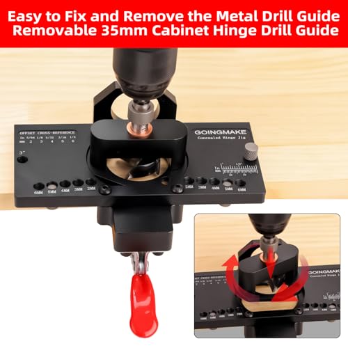 GOINGMAKE Metal Concealed Hinge Jig with Quick Clamp,35mm Cabinet Hinge Jig