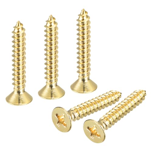 uxcell 20Pcs Brass Wood Screws, M3.5 x 20mm Phillips Flat Head Self Tapping Screw Woodworking Screw for Door Hinges, Wooden Furniture, Home Appliances - size: M3.5 x 20mm