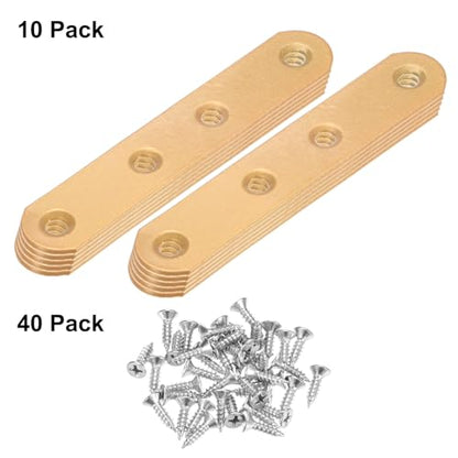 M METERXITY 10-Pack Flat Straight Brackets 3.74x0.71in, Gold - color: Gold, size: 95mm