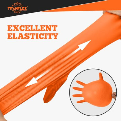 TitanFlex Heavy Duty Orange Nitrile Gloves, 6 Mil, Raised Diamond Texture, Mechanic Disposable Gloves, Latex Free Powder Free - color: 04 6mil (100ct), size: Small