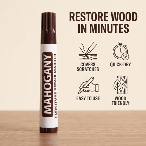 Brown Furniture Repair Wood Cabinet Floor Touch Up Markers Scratch Filler Remover - Mahogany,Wood Polish Care Scratch Covers and Removers