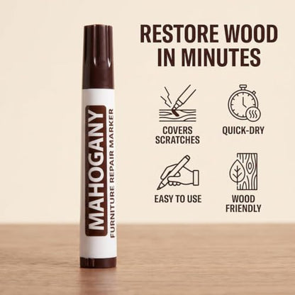 Brown Furniture Repair Wood Cabinet Floor Touch Up Markers Scratch Filler Remover - Mahogany,Wood Polish Care Scratch Covers and Removers