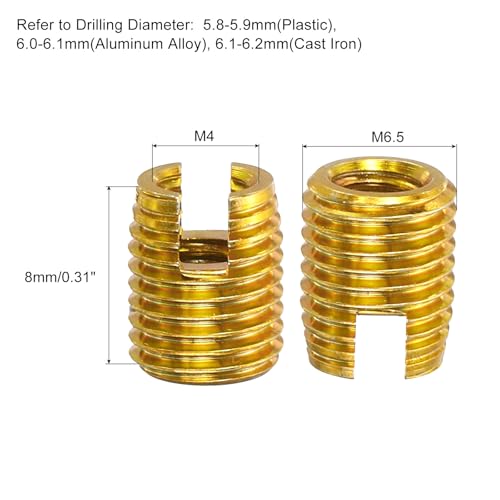 uxcell Self Tapping Threaded Inserts, 15pcs M4-0.7 Female to M6-0.75 Male Carbon Steel Slotted Thread Repair Inserts Nuts, 8mm Long, 8mm Long - size: M4 x M6 x 8mm