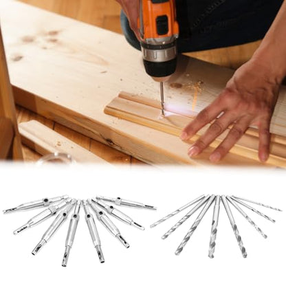 QWORK Self Centering Drill Bit Set, 17 Pcs 1/4" Hex Shank Hinge Hole Drilling Tool for Woodworking Window Door Cabinet Hinge