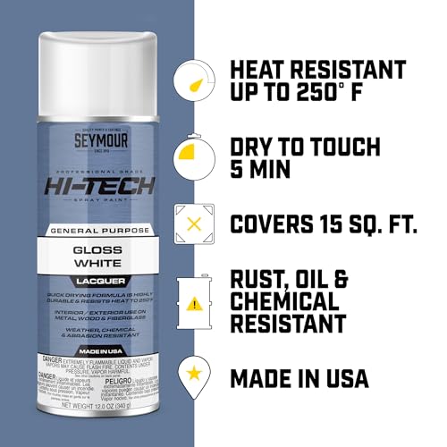 Seymour 16-821 Hi-Tech Lacquers Spray Paint, Gloss Clear with UV Resistant