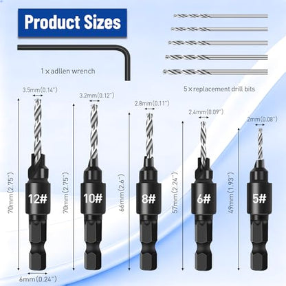 shengbenhao Countersink Drill Bit Set 11PCS Counter Sink Drill Bits Wood