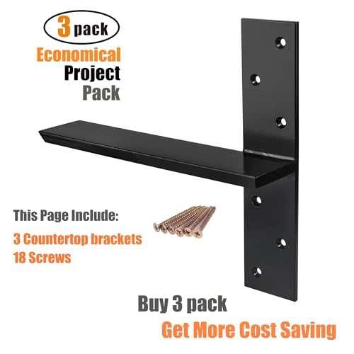 (3-Pack) Free Hanging T Shelf Bracket, Solid Heavy Duty Floating Bracket - size: 12 Inch