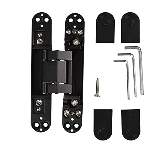 Ranbo 7 Inch Hidden Door Hinge, 3D Adjustable, Zinc Alloy Hardware Kit - size: 7 inch Black