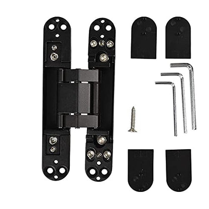 Ranbo 7 Inch Hidden Door Hinge, 3D Adjustable, Zinc Alloy Hardware Kit - size: 7 inch Black