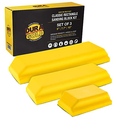 Dura-Gold Classic Rectangle Hand Sanding Block Kit with 5", 7-3/4" and 10"