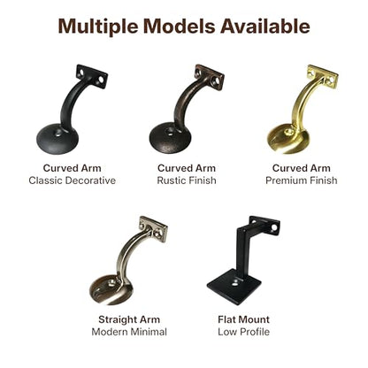 Handrail Bracket Round for Stairways with Mounting Screws - Set of 5 - (Satin Chrome) - DH-B4 - style: Satin Chrome Round