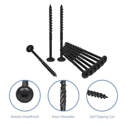 #14 x 4 Structural Lag Wood Screws, Heavy Duty Timber Deck Screws, 25 PCS - color: Black, size: #14 x 4"