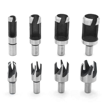 8-Piece Wood Plug Cutter Drill Bit Set for DIY Woodworking Projects with Tapered and Straight Cutters for Long-Lasting and Precise Hole Plugging