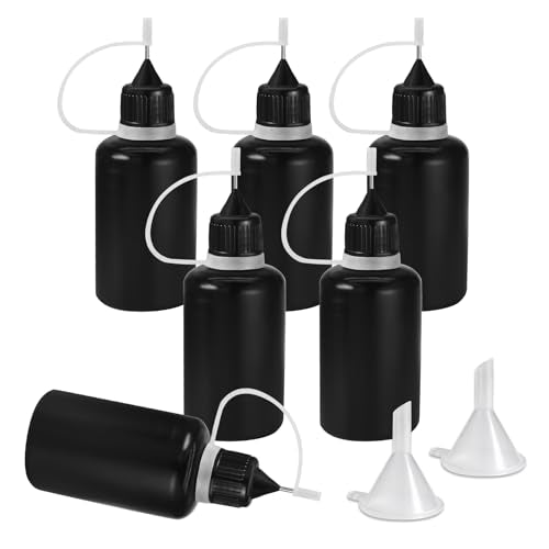 HARSKIYER 30ml Precision Tip Bottles, 6 Pcs Black 2 Funnels - size: 30ml