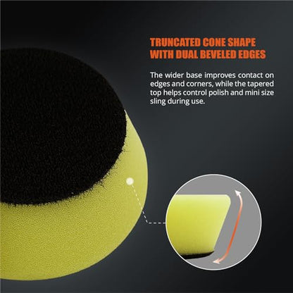 SPTA Yellow T80 Mini High-Cut Foam Polishing Pad, 5Pcs 2inch/50mm Sponge Polishing Buffing Pads, Car Foam Detail Polishing Pad Kit for Car Detail Polishing, Small Area Polishing -FPBFS2Y - color: 5Pcs Yellow T80 High-Cut Pad, size: 2 Inch (50mm)