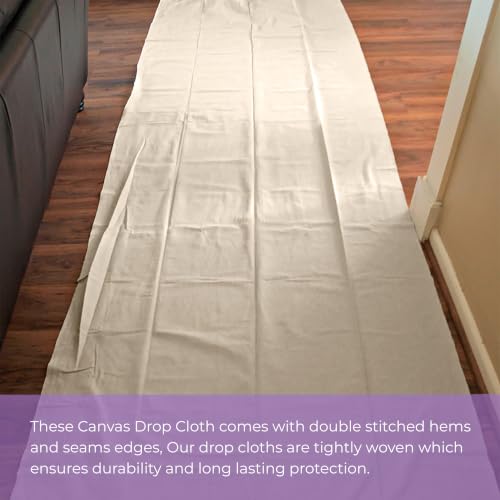 Canvas Drop Cloth for Painting 9x6 feet Pack of 1-8oz Painters Drop Cloths for Painting - All Purpose Canvas Tarps for Floor & Furniture Protection - Recycled Cotton Fabric - size: 9x6 Ft - 1 pc