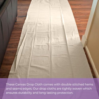 Canvas Drop Cloth for Painting 9x6 feet Pack of 1-8oz Painters Drop Cloths for Painting - All Purpose Canvas Tarps for Floor & Furniture Protection - Recycled Cotton Fabric - size: 9x6 Ft - 1 pc