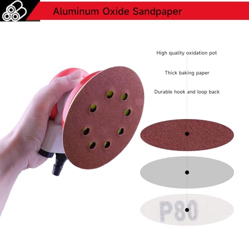 50 PCS 5 Inch Sanding Discs 180Grit, Round Hook and Loop Sandpaper for Random Orbital Sander - size: 180 Grit