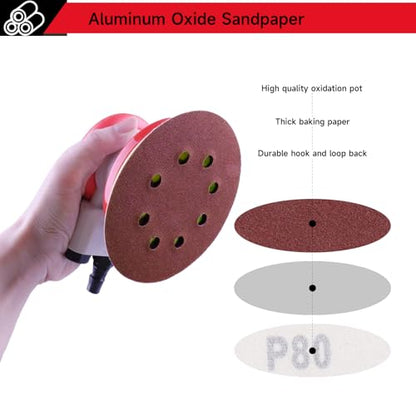 50 PCS 5 Inch Sanding Discs 180Grit, Round Hook and Loop Sandpaper for Random Orbital Sander - size: 180 Grit