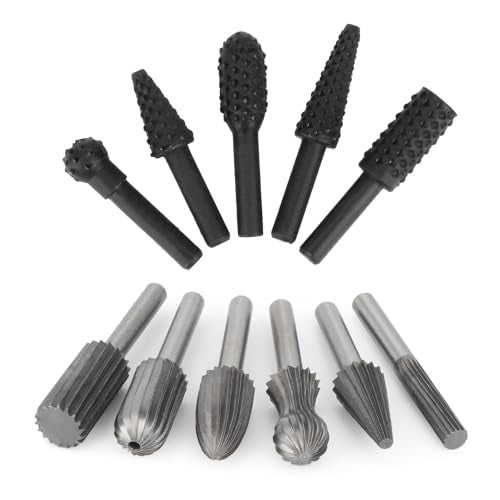 Rotary Drill Bits Set Wood Carving File Rasp Drill Bit（Black＆silver-11pcs - color: Black＆silver-11pcs
