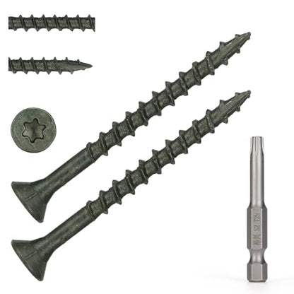 Wood Screws #8 x 2’’, T25 Star Torx Drive Flat Head Deck Screws, Green, 127Pcs (1lb) - color: Green, size: 8X2’’